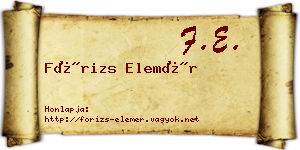 Fórizs Elemér névjegykártya