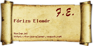 Fórizs Elemér névjegykártya