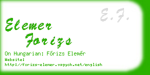 elemer forizs business card