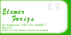 elemer forizs business card